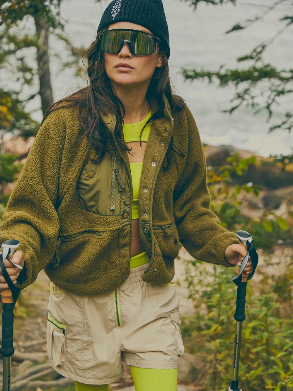 Free People Movement Hit The Slopes Fleece Jacket Olive Green - Small